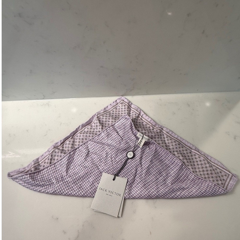 Jack Victor Lavender Silk Pocket Square Made in Italy Houndstooth Medallion NWT